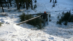 Gnarly Log Jib - This one needs more snow to be less sketchy.